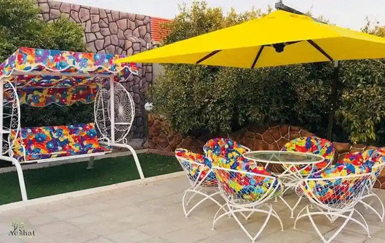 روش های نگهداری از میز و صندلی باغی نیاوران یک ست ۶ نفره با تاب و چتر در حیاط ویلا 