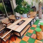میز و صندلی باغی فلزی چوبی