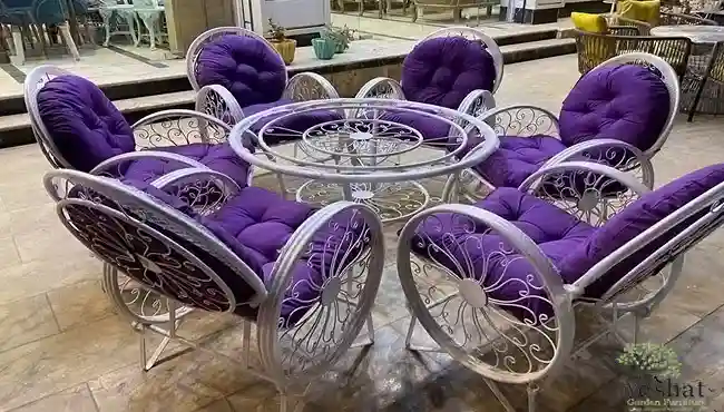 ست ۶ نفره مبل باغی نیاوران با تشک بنفش در گالری نشاط